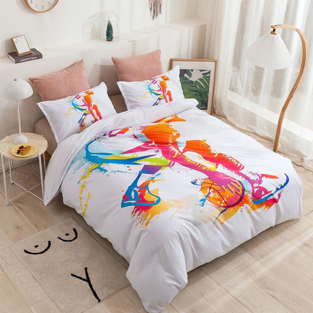 3D Graffiti Abstract Sports Colorful Basketball Player Quilt Cover Set Bedding Set Duvet Cover Pillowcases LXL- Jess Art Decoration