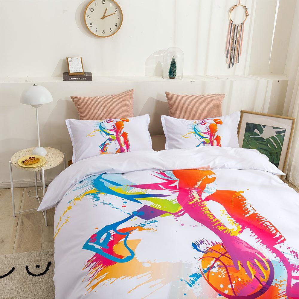 3D Graffiti Abstract Sports Colorful Basketball Player Quilt Cover Set Bedding Set Duvet Cover Pillowcases LXL- Jess Art Decoration