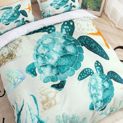 3D Hand Drawn Blue Sea Turtle Starfish Seaweed Quilt Cover Set Bedding Set Duvet Cover Pillowcases LXL- Jess Art Decoration