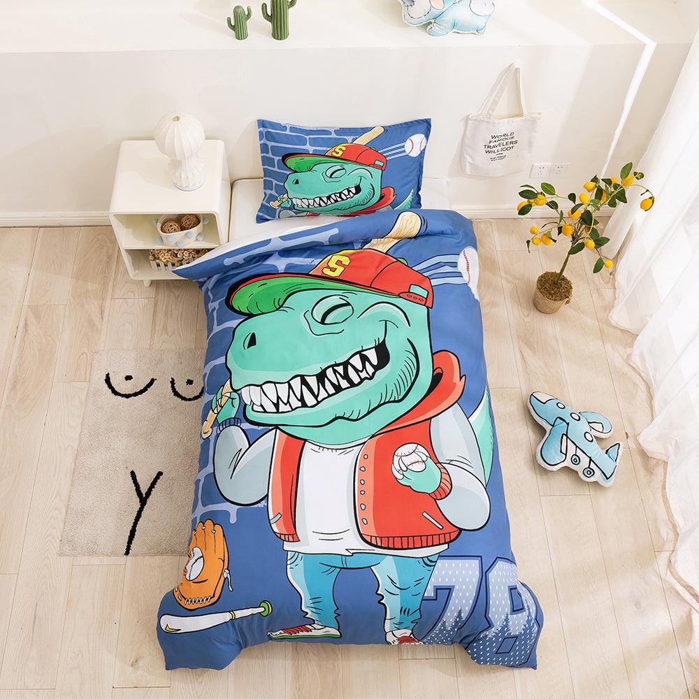 3D Cartoon Baseball Dinosaur Quilt Cover Set Bedding Set Duvet Cover Pillowcases 92- Jess Art Decoration