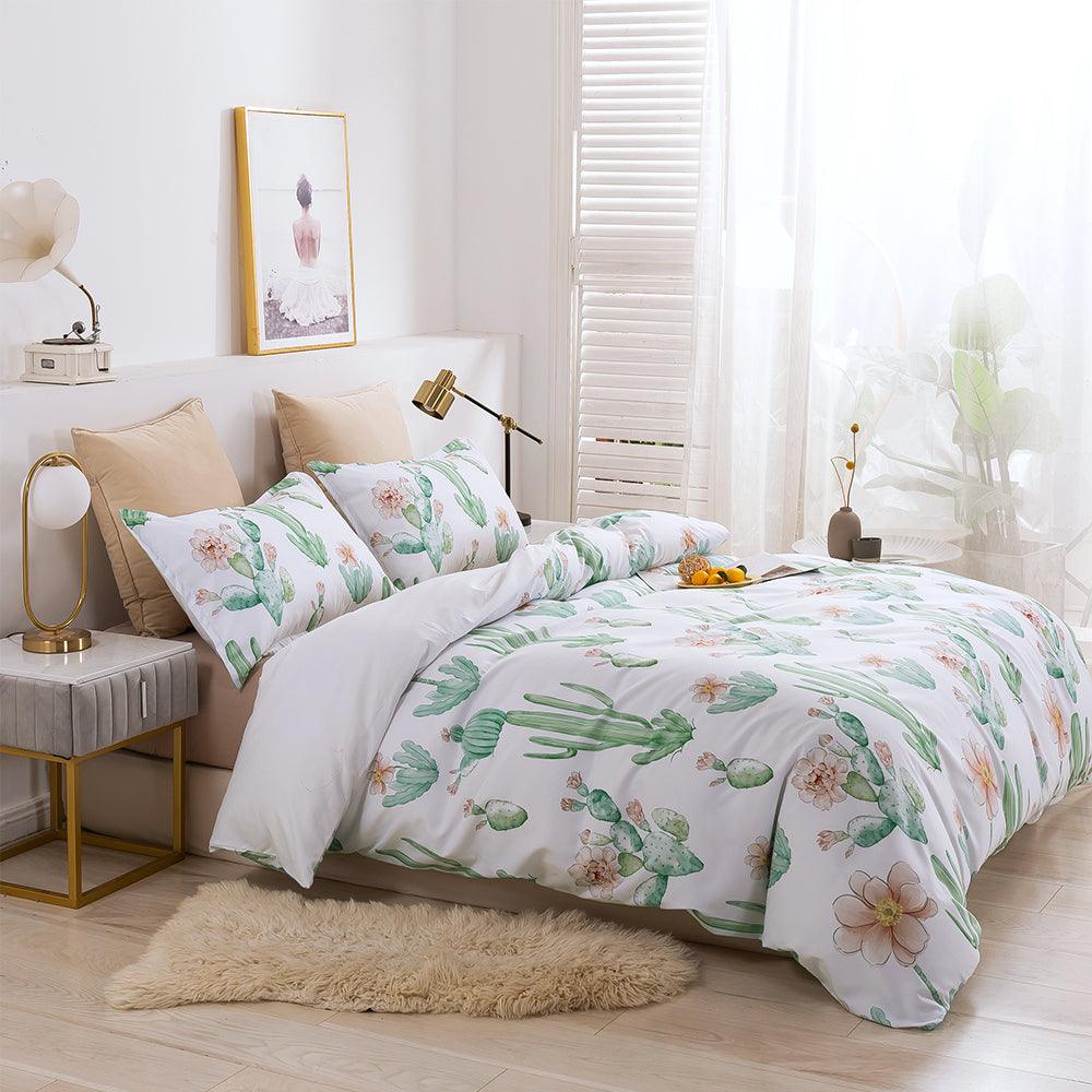 3D Watercolor Cactus Floral Quilt Cover Set Bedding Set Duvet Cover Pillowcases 214- Jess Art Decoration