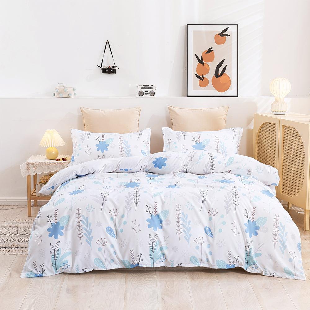 3D Watercolor Blue Floral Leaves Quilt Cover Set Bedding Set Duvet Cover Pillowcases 429- Jess Art Decoration
