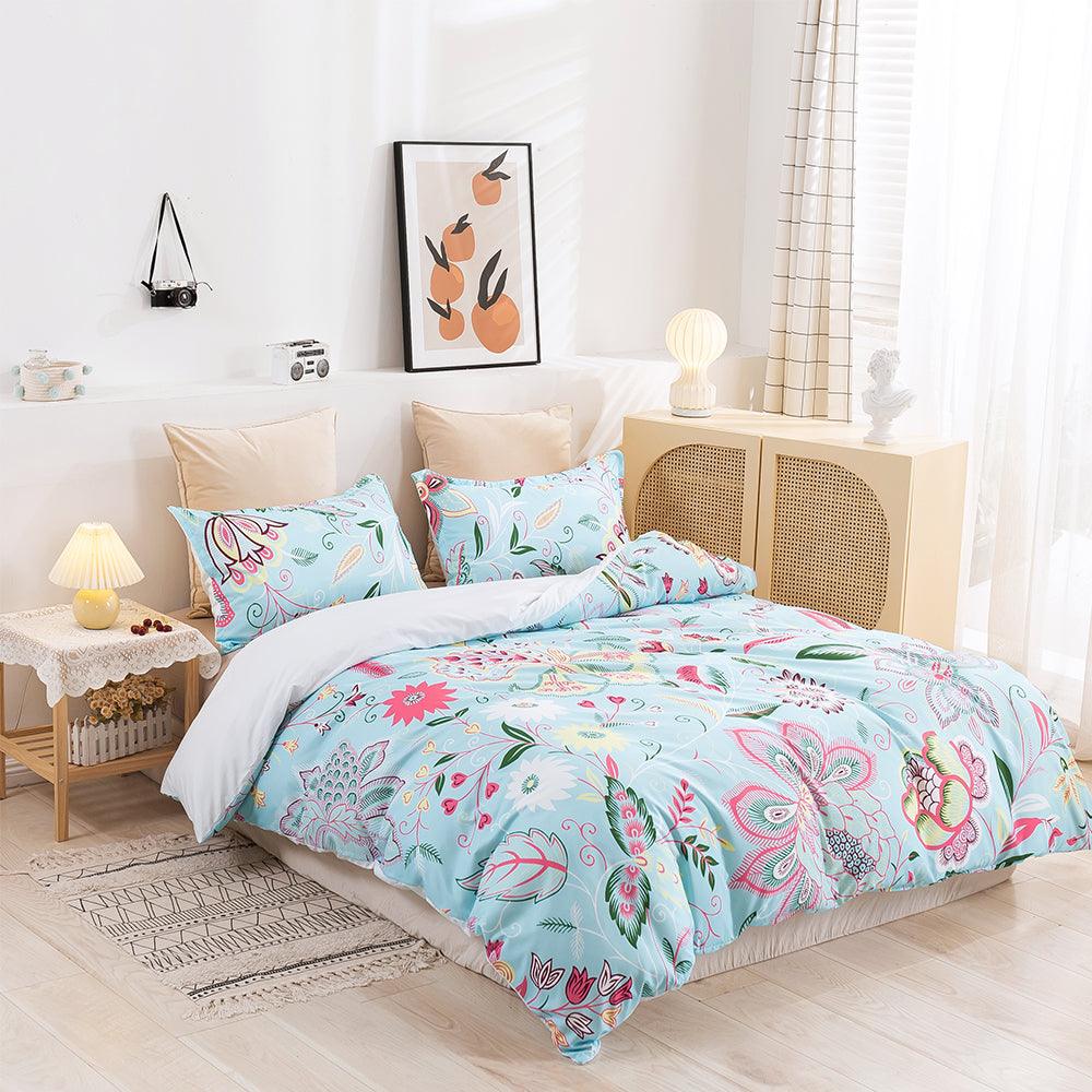 3D Watercolor Color Floral Leaf Quilt Cover Set Bedding Set Duvet Cover Pillowcases 430- Jess Art Decoration