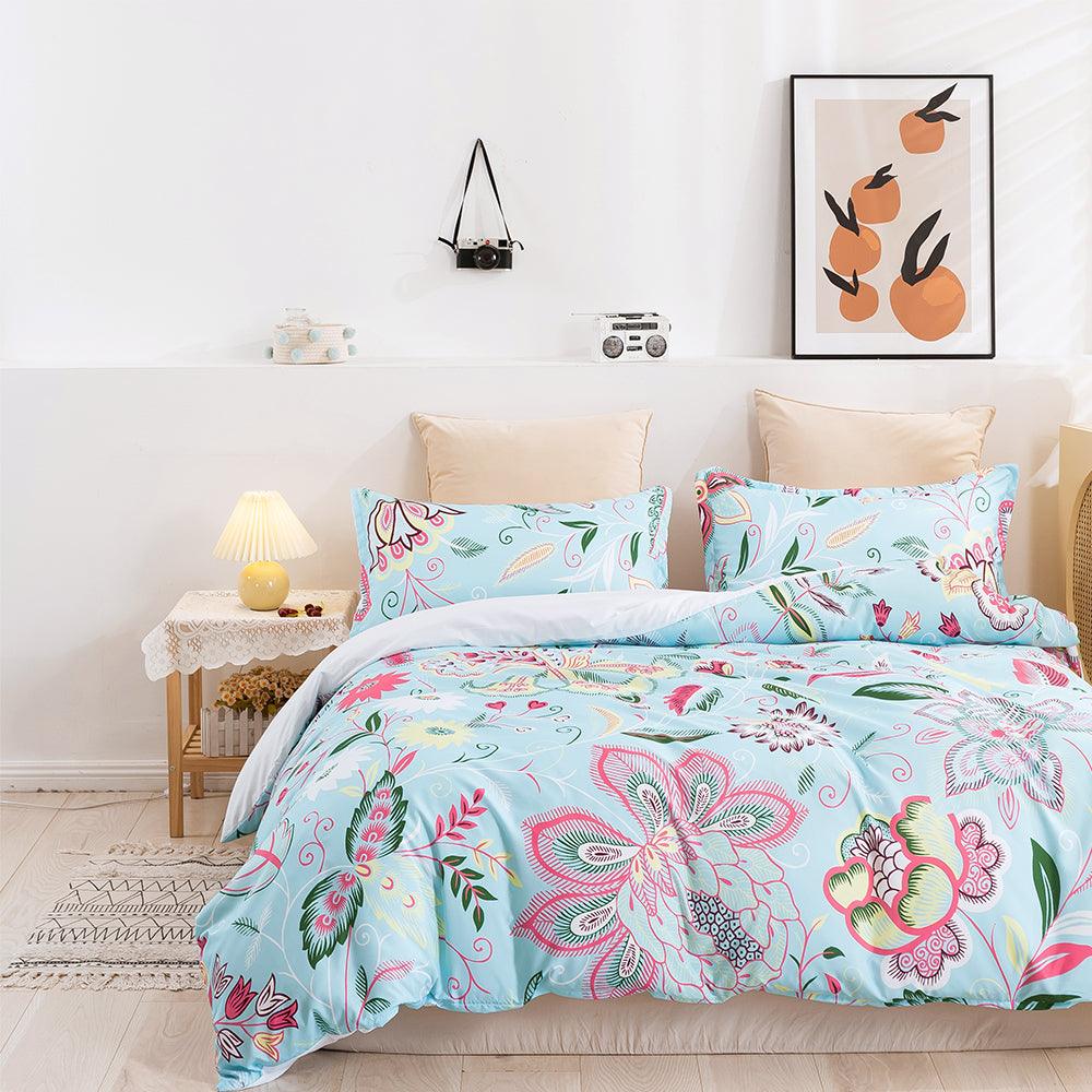 3D Watercolor Color Floral Leaf Quilt Cover Set Bedding Set Duvet Cover Pillowcases 430- Jess Art Decoration