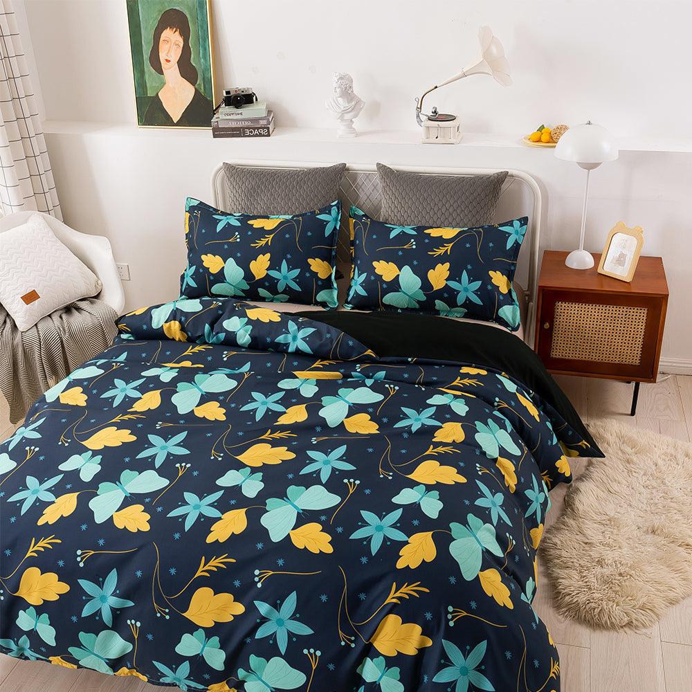 3D Hand Drawn Floral Butterfly Quilt Cover Set Bedding Set Duvet Cover Pillowcases 222- Jess Art Decoration