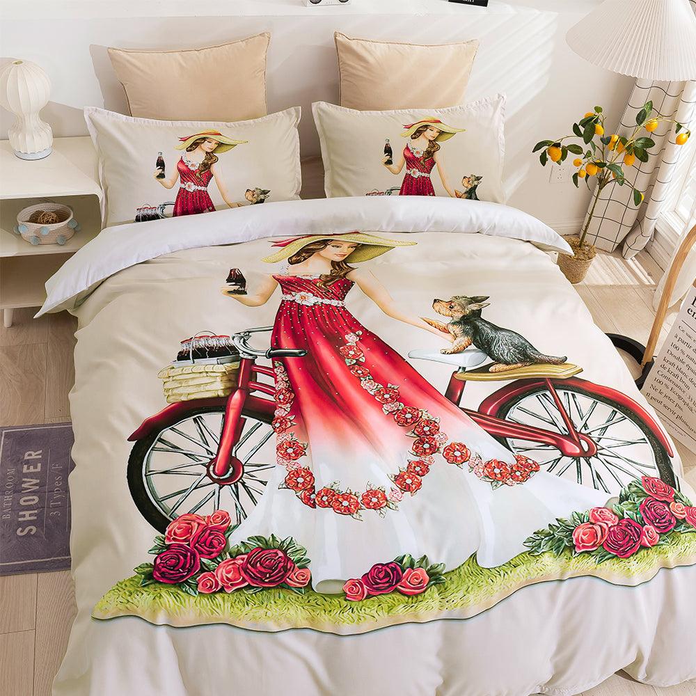 3D Beauty Bike Quilt Cover Set Bedding Set Duvet Cover Pillowcases 68- Jess Art Decoration