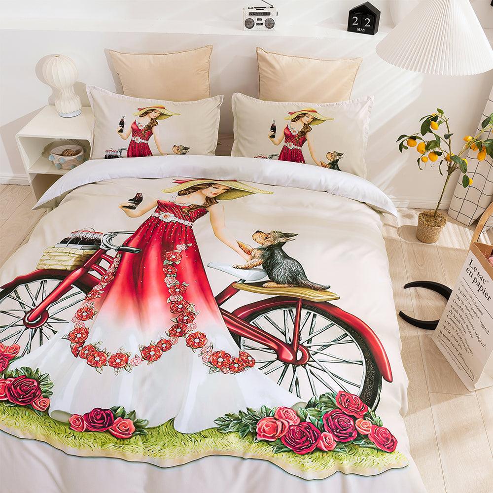 3D Beauty Bike Quilt Cover Set Bedding Set Duvet Cover Pillowcases 68- Jess Art Decoration