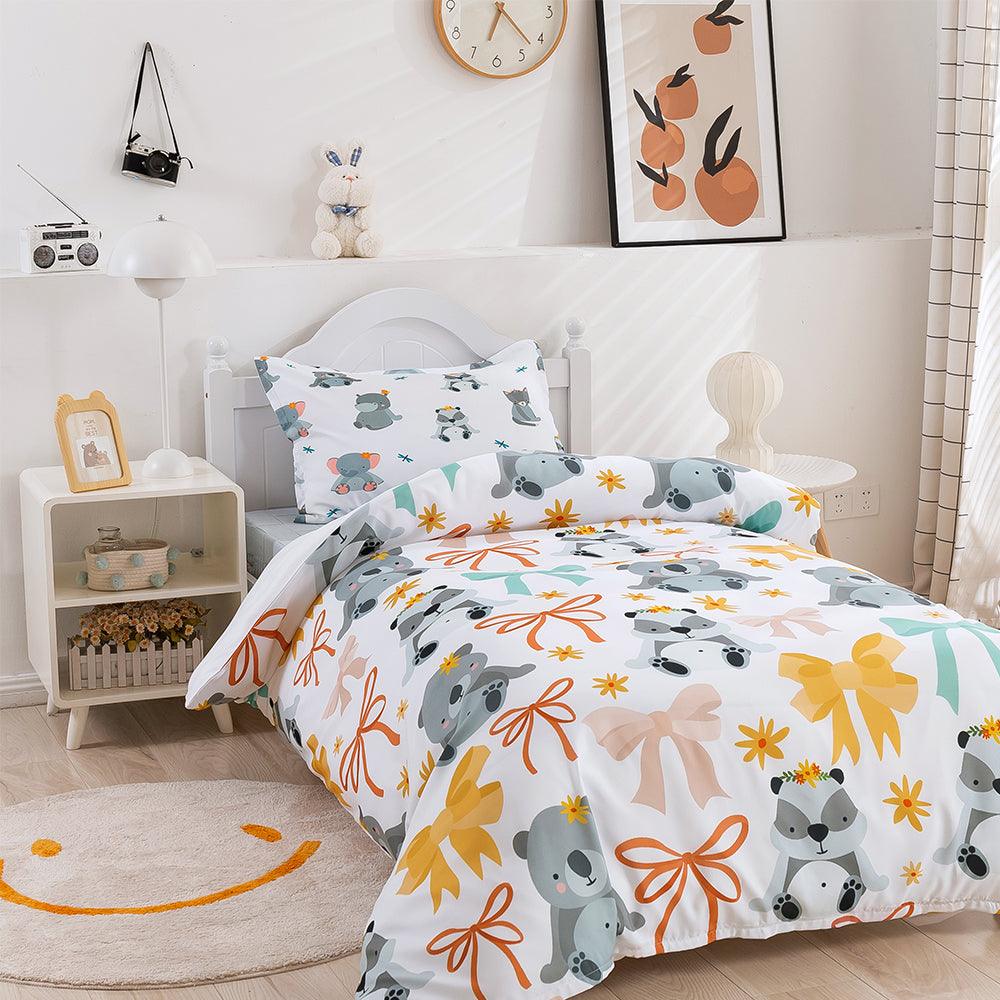 3D Cartoon Animal Koala Bow Quilt Cover Set Bedding Set Duvet Cover Pillowcases 385- Jess Art Decoration
