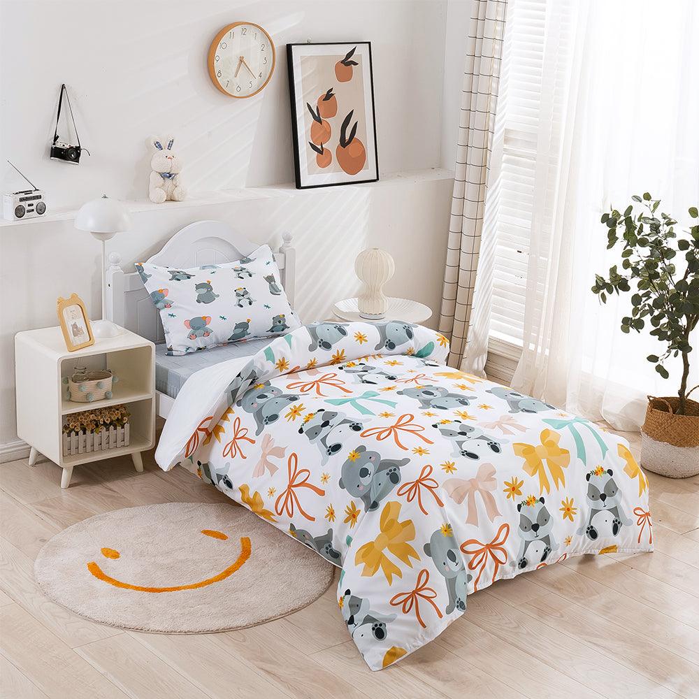 3D Cartoon Animal Koala Bow Quilt Cover Set Bedding Set Duvet Cover Pillowcases 385- Jess Art Decoration