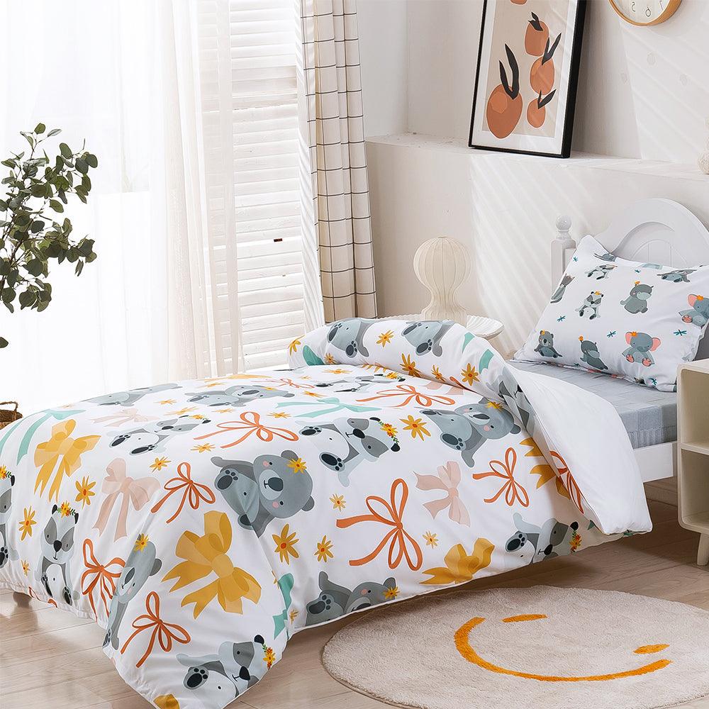 3D Cartoon Animal Koala Bow Quilt Cover Set Bedding Set Duvet Cover Pillowcases 385- Jess Art Decoration
