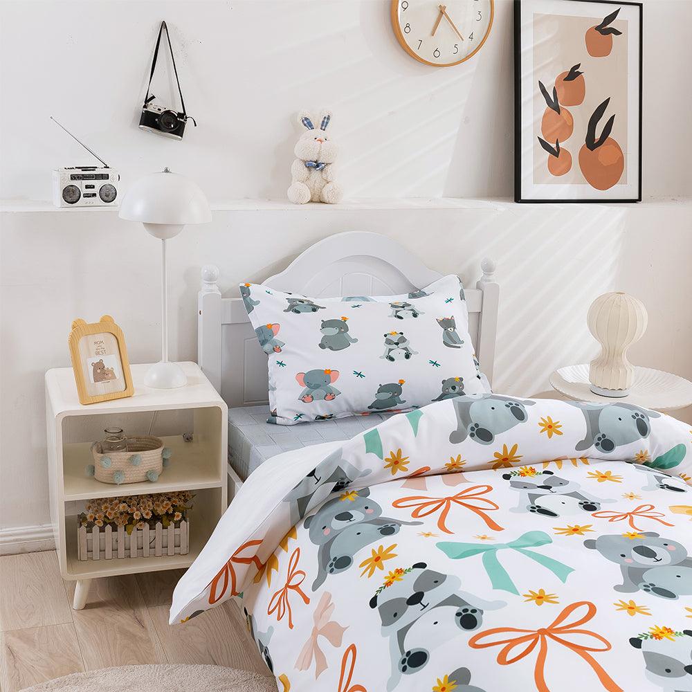 3D Cartoon Animal Koala Bow Quilt Cover Set Bedding Set Duvet Cover Pillowcases 385- Jess Art Decoration