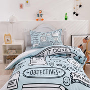 3D Cartoon Blue School Supplies Quilt Cover Set Bedding Set Duvet Cover Pillowcases 388- Jess Art Decoration