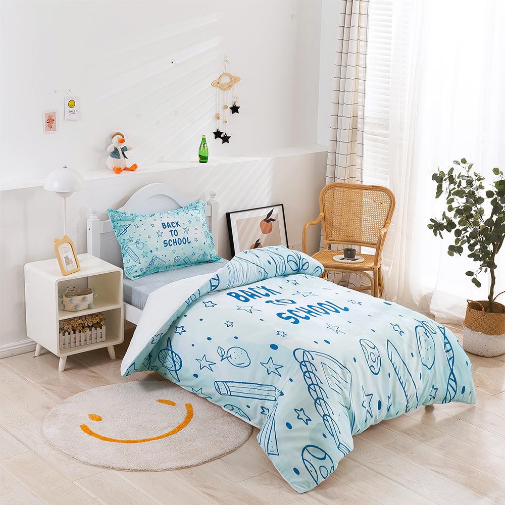 3D Cartoon Blue Learning School Supplies Quilt Cover Set Bedding Set Duvet Cover Pillowcases 389- Jess Art Decoration