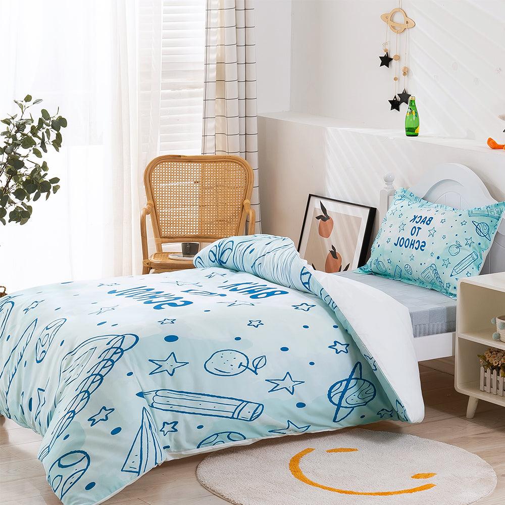 3D Cartoon Blue Learning School Supplies Quilt Cover Set Bedding Set Duvet Cover Pillowcases 389- Jess Art Decoration