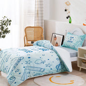 3D Cartoon Blue Learning School Supplies Quilt Cover Set Bedding Set Duvet Cover Pillowcases 389- Jess Art Decoration