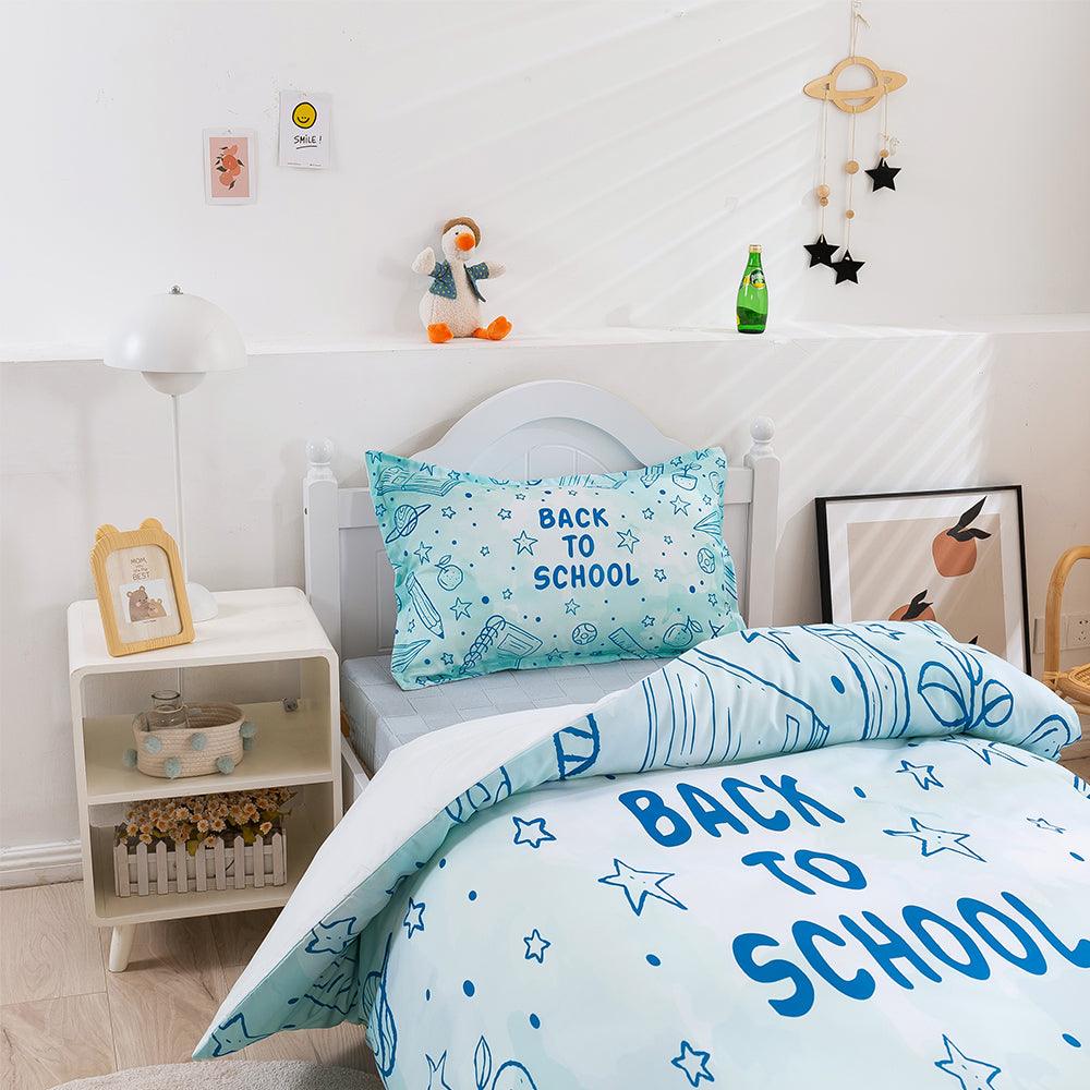 3D Cartoon Blue Learning School Supplies Quilt Cover Set Bedding Set Duvet Cover Pillowcases 389- Jess Art Decoration