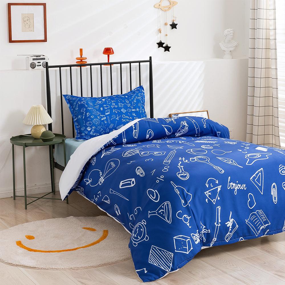 3D Cartoon Blue Chemistry Study Supplies Quilt Cover Set Bedding Set Duvet Cover Pillowcases 407- Jess Art Decoration