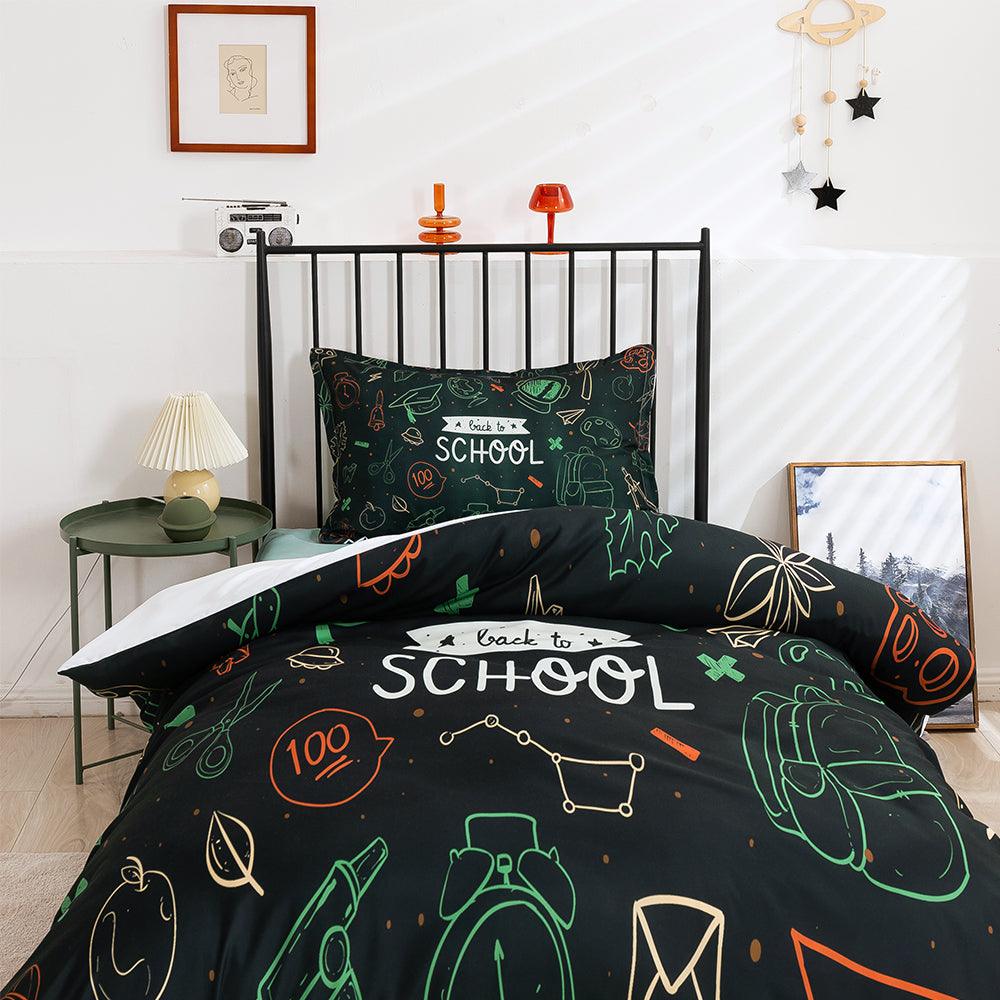 3D Cartoon School Learning Supplies Quilt Cover Set Bedding Set Duvet Cover Pillowcases 410- Jess Art Decoration