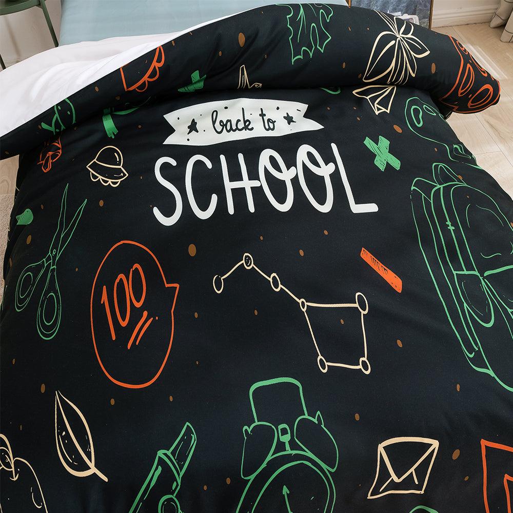 3D Cartoon School Learning Supplies Quilt Cover Set Bedding Set Duvet Cover Pillowcases 410- Jess Art Decoration