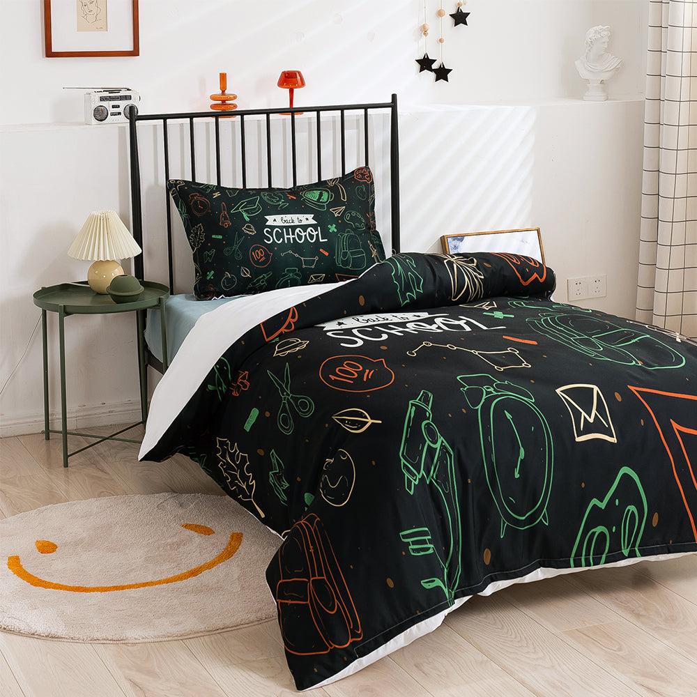 3D Cartoon School Learning Supplies Quilt Cover Set Bedding Set Duvet Cover Pillowcases 410- Jess Art Decoration