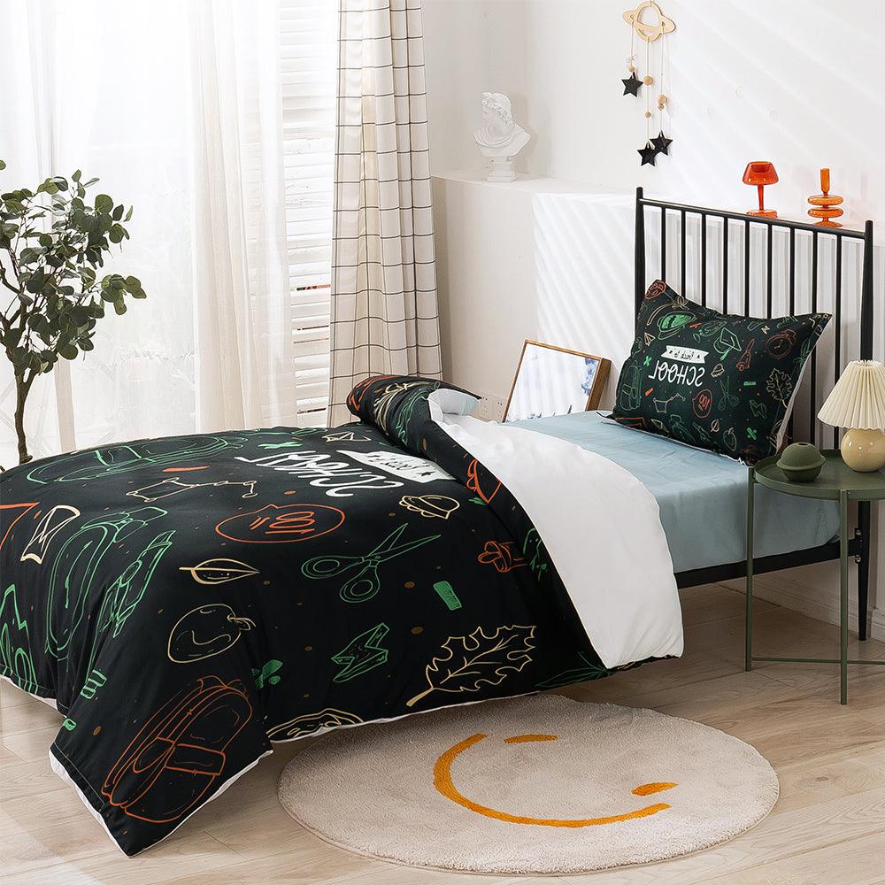 3D Cartoon School Learning Supplies Quilt Cover Set Bedding Set Duvet Cover Pillowcases 410- Jess Art Decoration