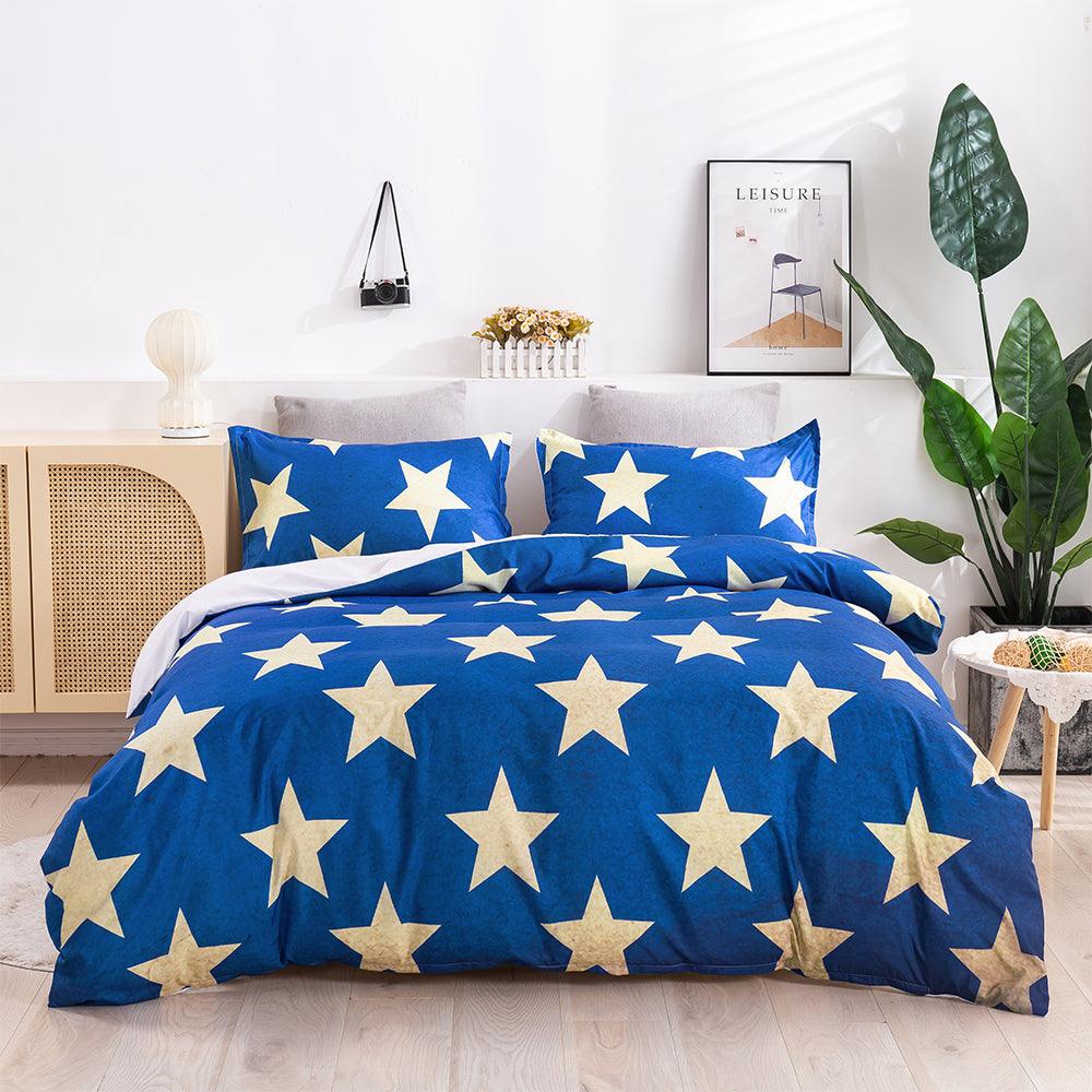 3D Blue Star Pattern Quilt Cover Set Bedding Set Duvet Cover Pillowcases 17- Jess Art Decoration