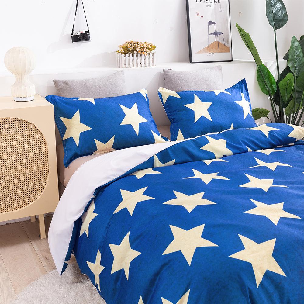 3D Blue Star Pattern Quilt Cover Set Bedding Set Duvet Cover Pillowcases 17- Jess Art Decoration