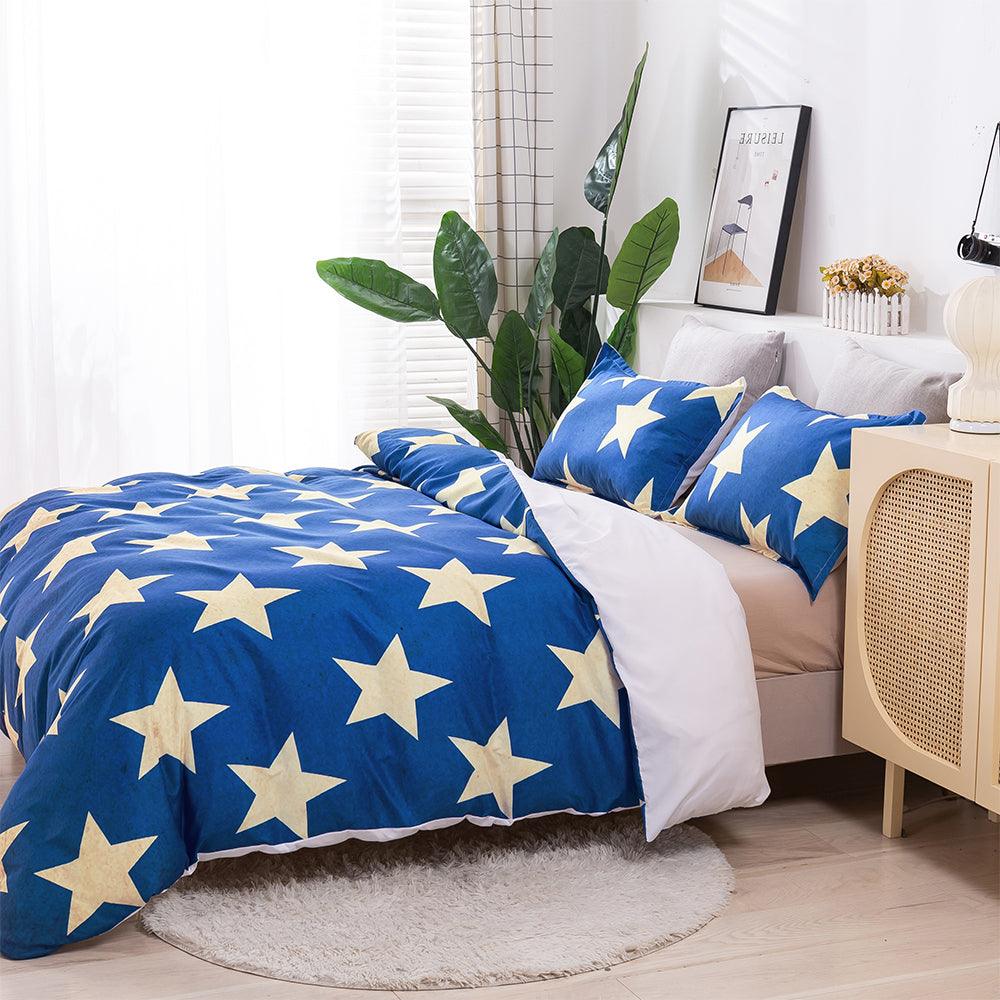 3D Blue Star Pattern Quilt Cover Set Bedding Set Duvet Cover Pillowcases 17- Jess Art Decoration