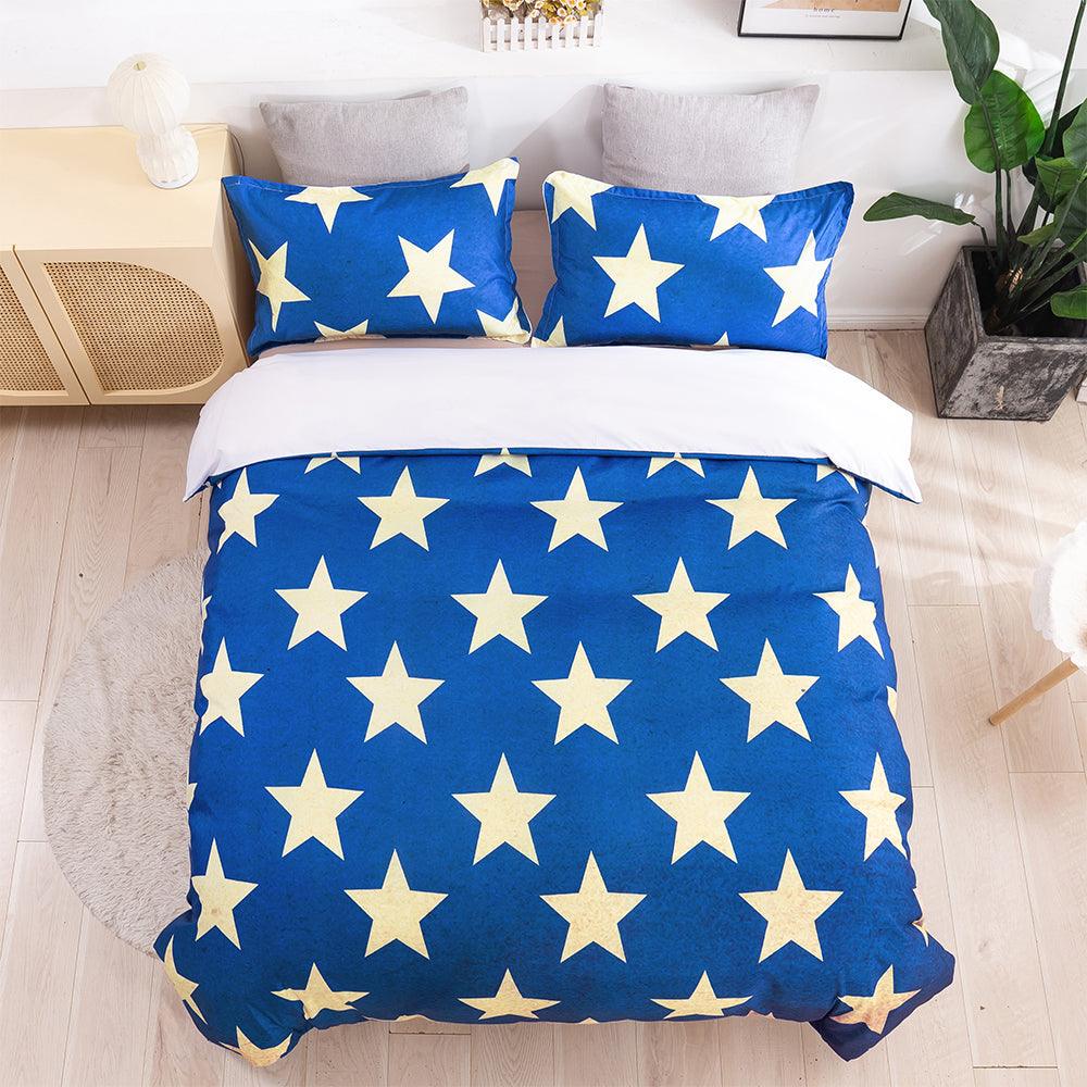 3D Blue Star Pattern Quilt Cover Set Bedding Set Duvet Cover Pillowcases 17- Jess Art Decoration