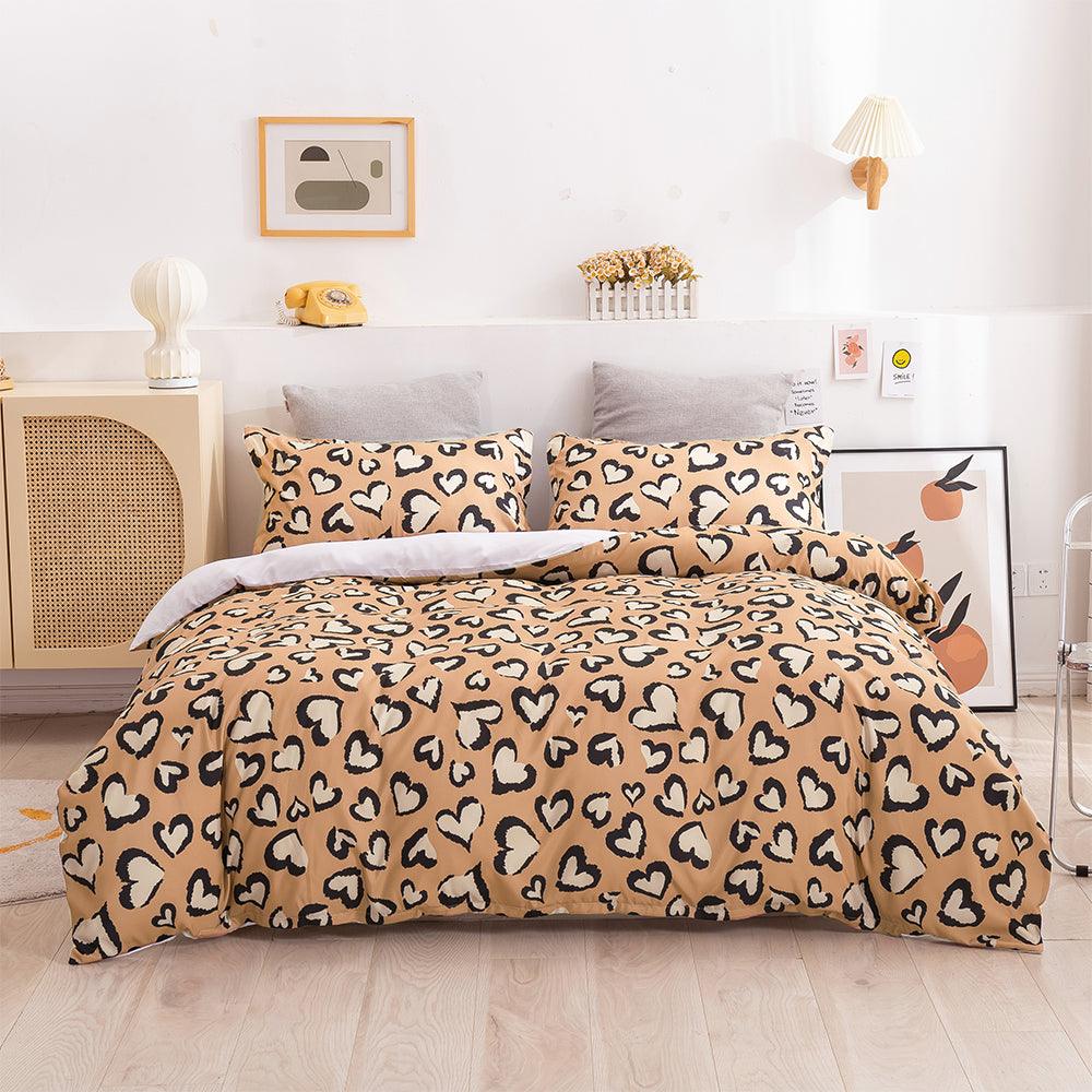 3D Brown Heart Pattern Quilt Cover Set Bedding Set Duvet Cover Pillowcases 23- Jess Art Decoration