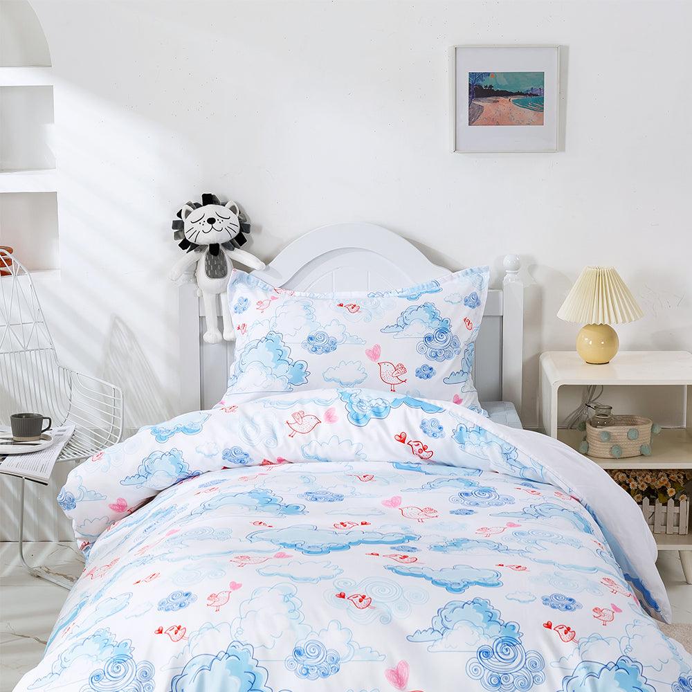 3D Watercolor Blue Cloud Bird Quilt Cover Set Bedding Set Duvet Cover Pillowcases 487- Jess Art Decoration