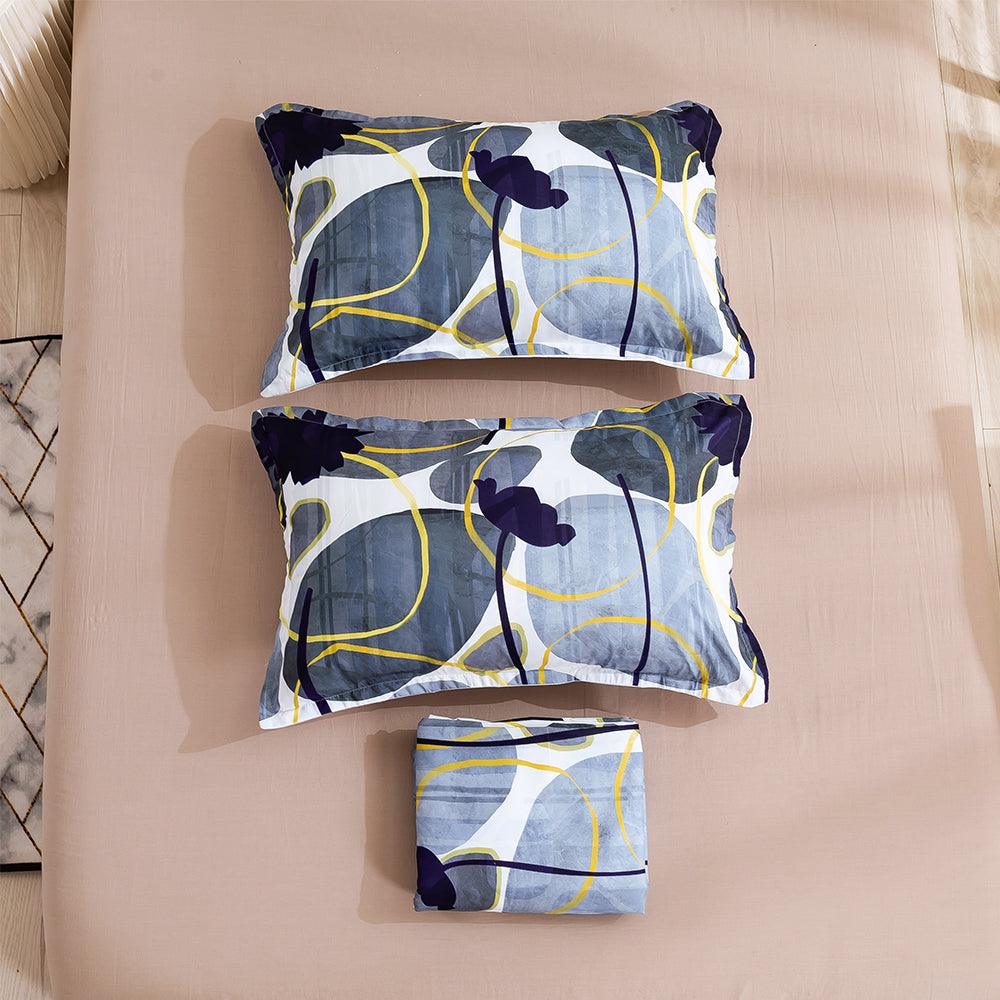 3D Watercolor Grey Floral Leaves Lines Quilt Cover Set Bedding Set Duvet Cover Pillowcases 443- Jess Art Decoration