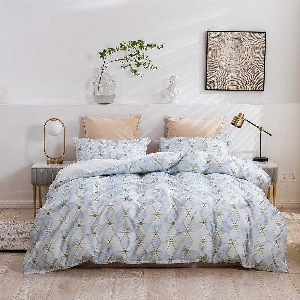 3D Abstract Golden Geometric Pattern Quilt Cover Set Bedding Set Duvet Cover Pillowcases 450- Jess Art Decoration