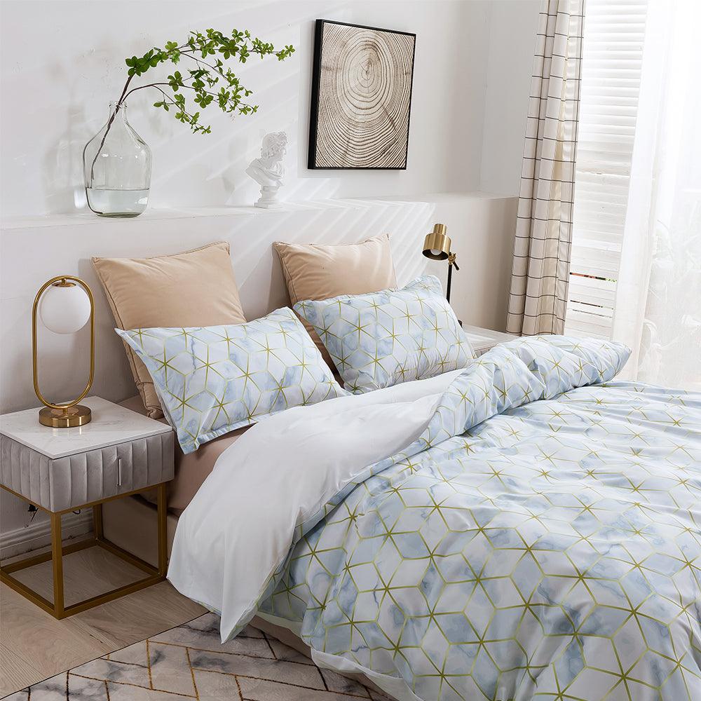 3D Abstract Golden Geometric Pattern Quilt Cover Set Bedding Set Duvet Cover Pillowcases 450- Jess Art Decoration