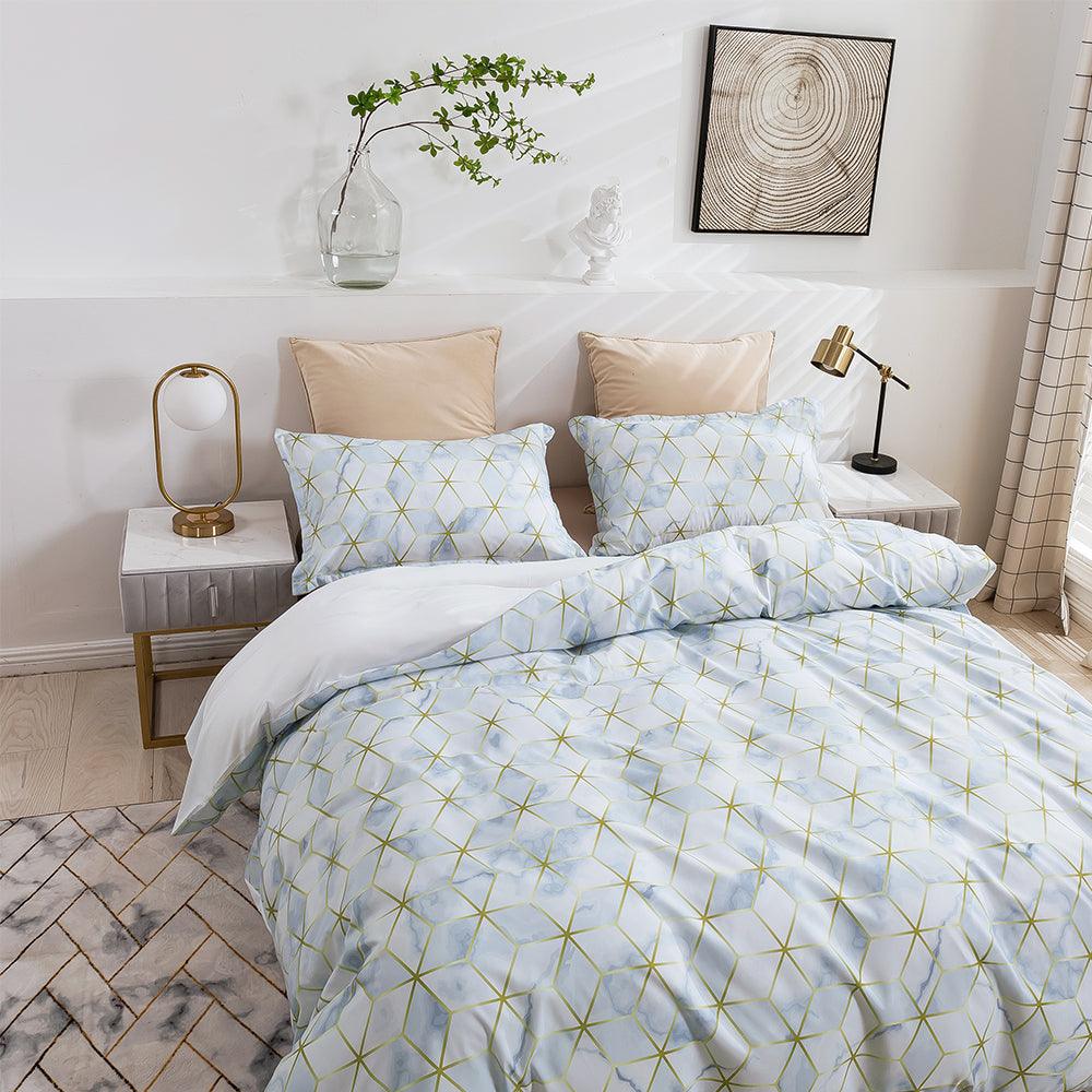 3D Abstract Golden Geometric Pattern Quilt Cover Set Bedding Set Duvet Cover Pillowcases 450- Jess Art Decoration