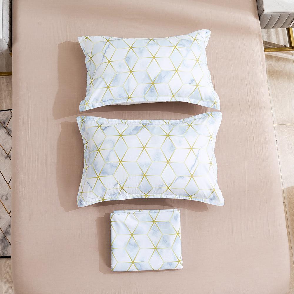 3D Abstract Golden Geometric Pattern Quilt Cover Set Bedding Set Duvet Cover Pillowcases 450- Jess Art Decoration