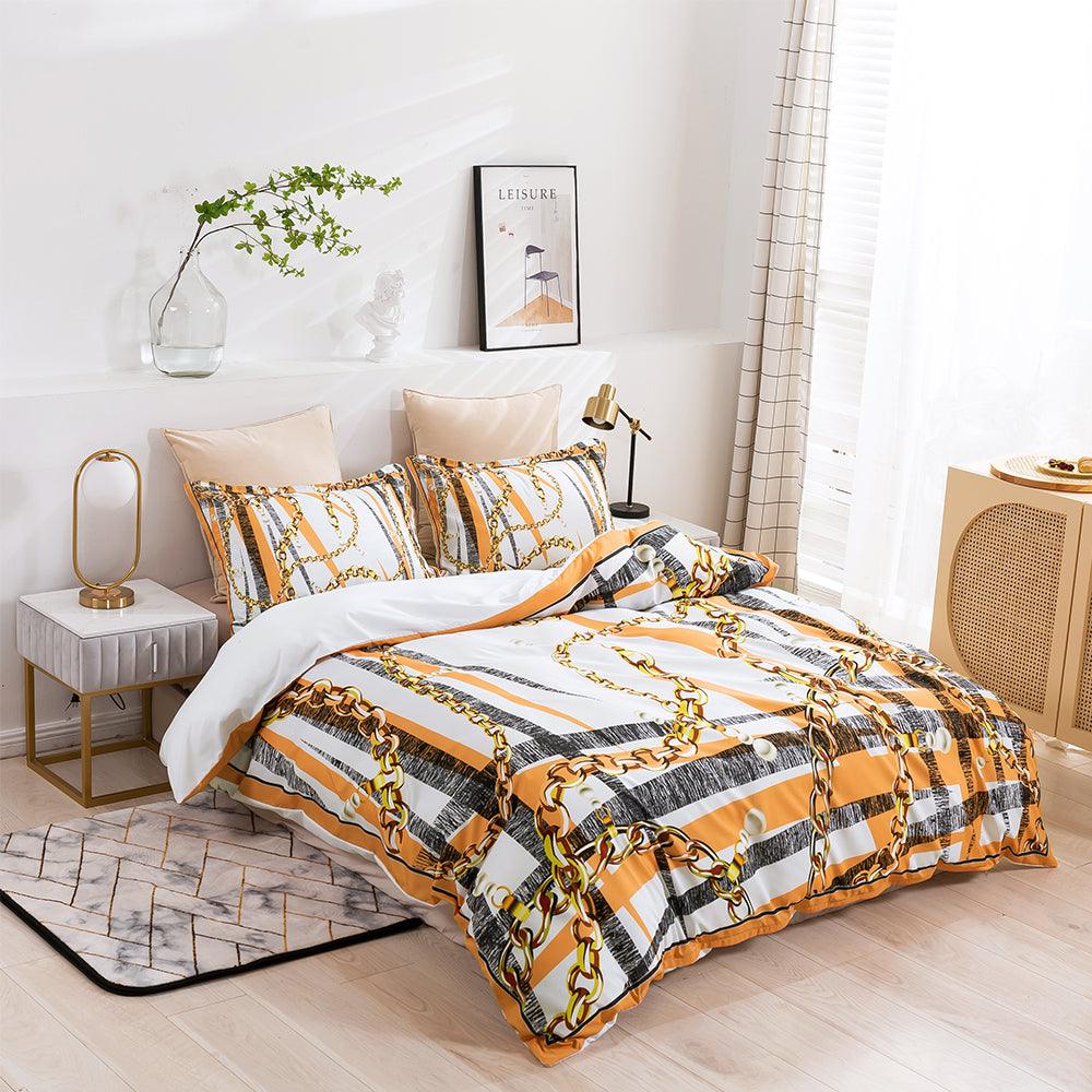 3D Abstract Colorful Geometric Golden Lines Quilt Cover Set Bedding Set Duvet Cover Pillowcases 456- Jess Art Decoration