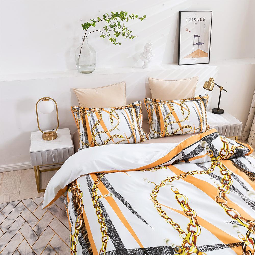 3D Abstract Colorful Geometric Golden Lines Quilt Cover Set Bedding Set Duvet Cover Pillowcases 456- Jess Art Decoration