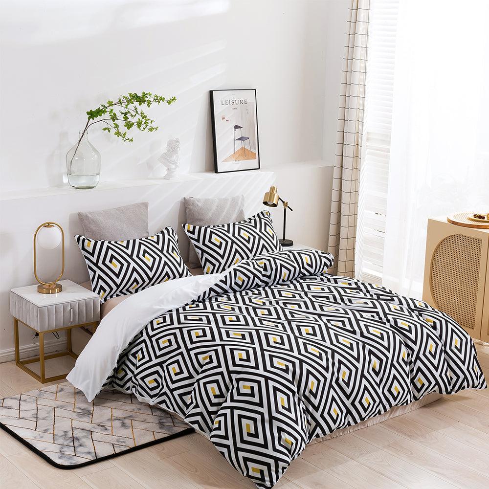 3D Abstract Geometry Black Quilt Cover Set Bedding Set Duvet Cover Pillowcases 458- Jess Art Decoration