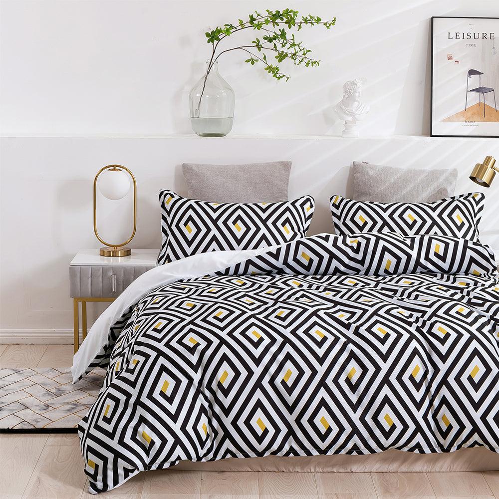 3D Abstract Geometry Black Quilt Cover Set Bedding Set Duvet Cover Pillowcases 458- Jess Art Decoration