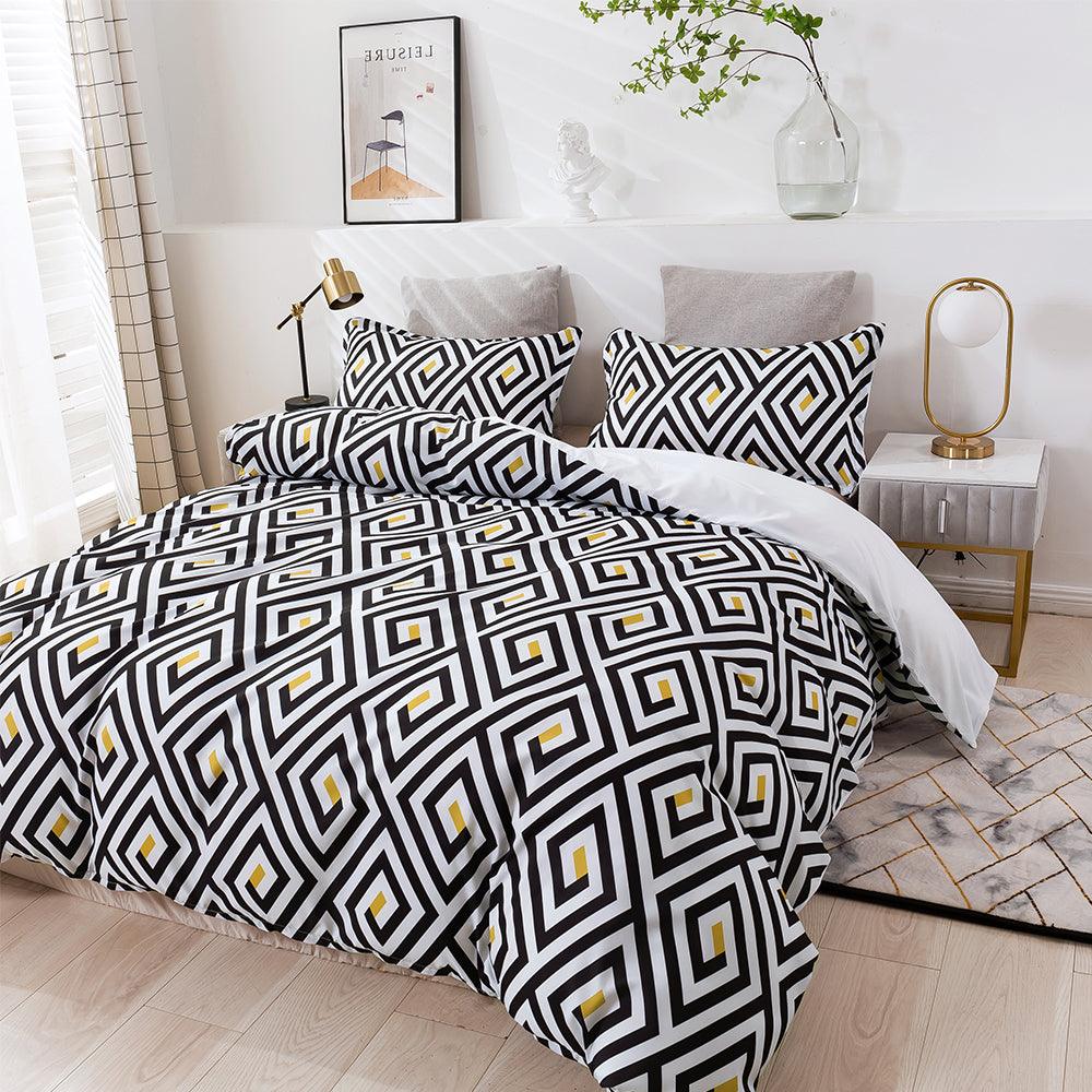 3D Abstract Geometry Black Quilt Cover Set Bedding Set Duvet Cover Pillowcases 458- Jess Art Decoration