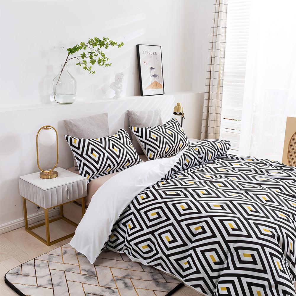 3D Abstract Geometry Black Quilt Cover Set Bedding Set Duvet Cover Pillowcases 458- Jess Art Decoration