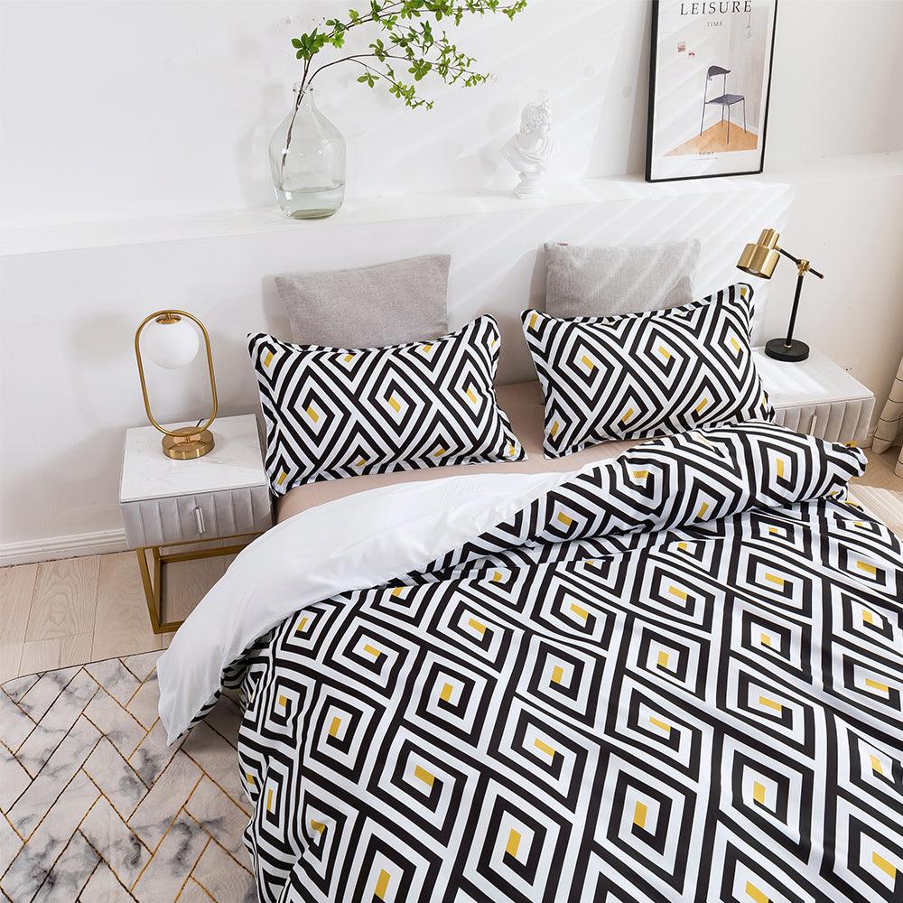 3D Abstract Geometry Black Quilt Cover Set Bedding Set Duvet Cover Pillowcases 458- Jess Art Decoration