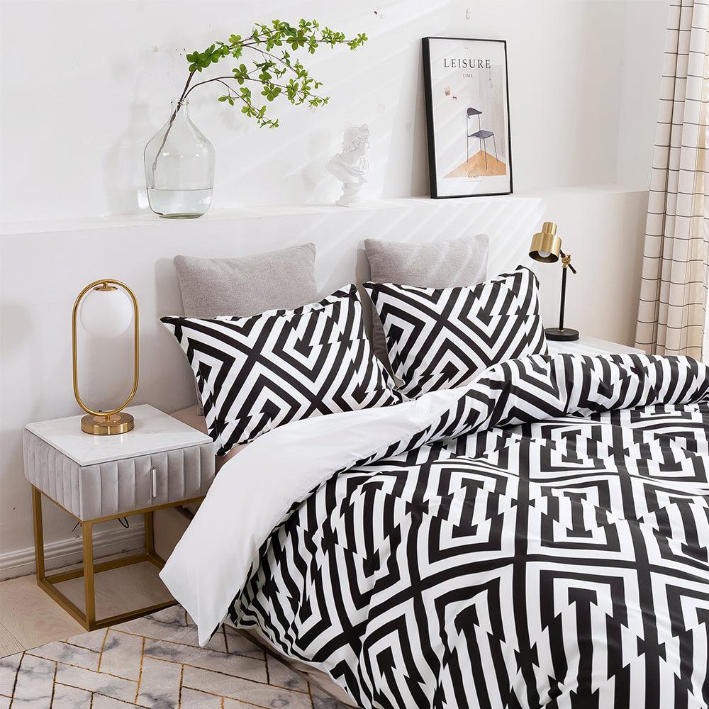 3D Abstract Geometry Black Quilt Cover Set Bedding Set Duvet Cover Pillowcases 459- Jess Art Decoration