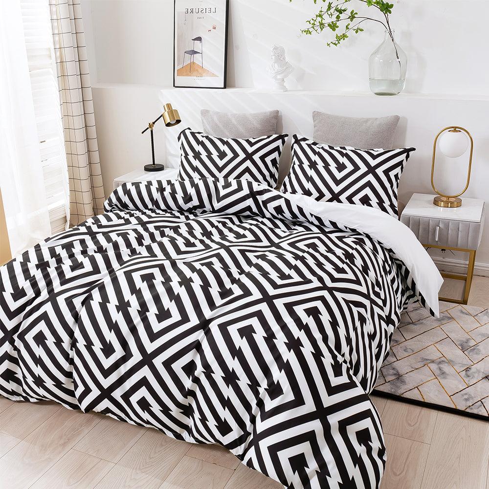 3D Abstract Geometry Black Quilt Cover Set Bedding Set Duvet Cover Pillowcases 459- Jess Art Decoration