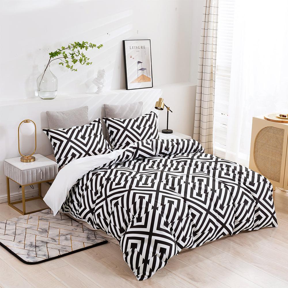 3D Abstract Geometry Black Quilt Cover Set Bedding Set Duvet Cover Pillowcases 459- Jess Art Decoration