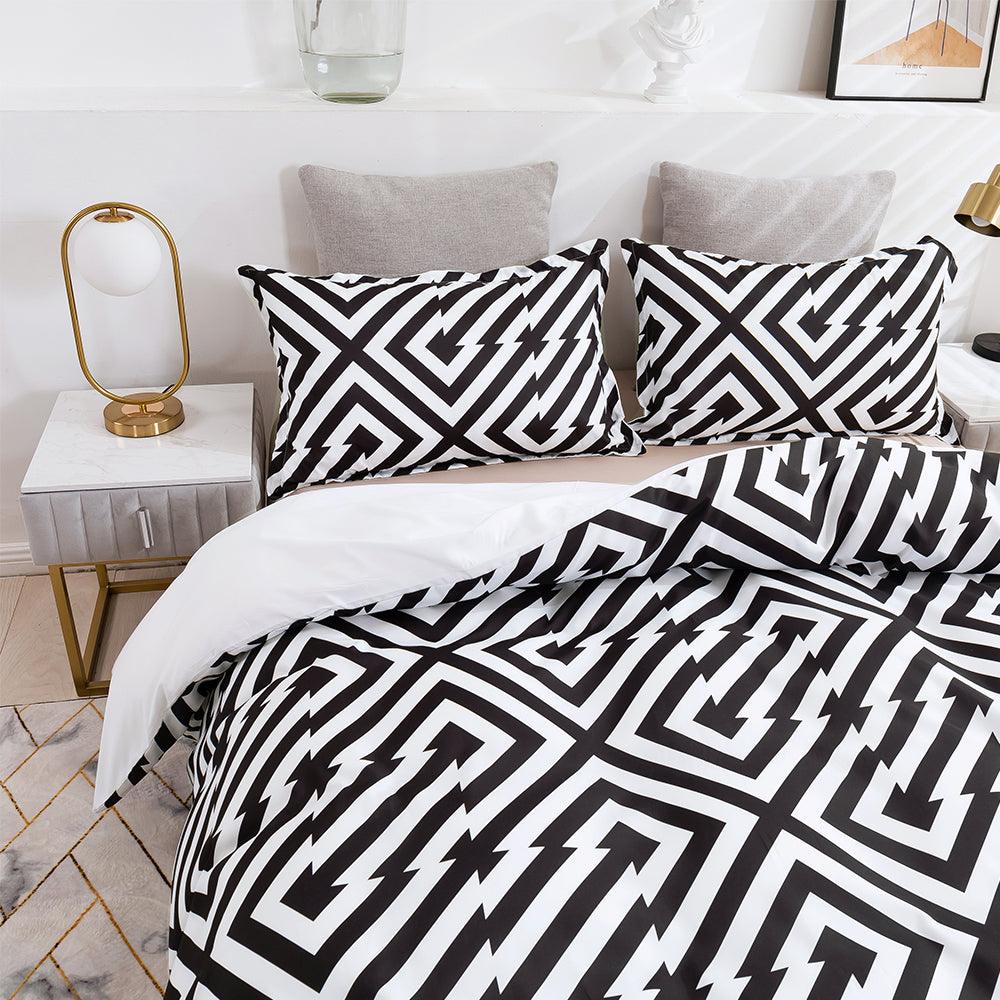 3D Abstract Geometry Black Quilt Cover Set Bedding Set Duvet Cover Pillowcases 459- Jess Art Decoration