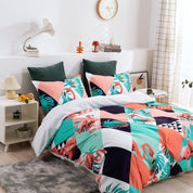 3D Abstract Colorful Geometric Flamingo Quilt Cover Set Bedding Set Duvet Cover Pillowcases 263- Jess Art Decoration