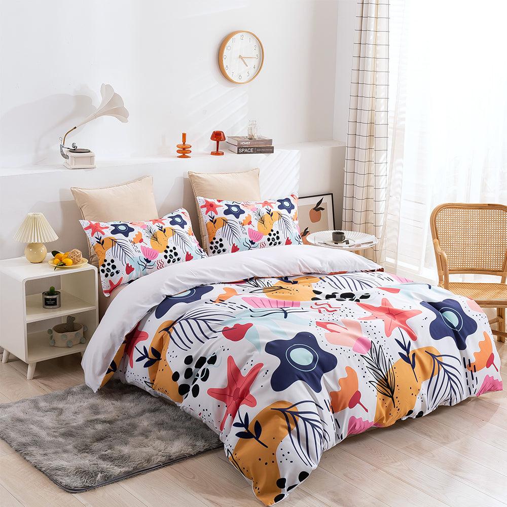 3D Cartoon Color Floral Quilt Cover Set Bedding Set Duvet Cover Pillowcases 267- Jess Art Decoration
