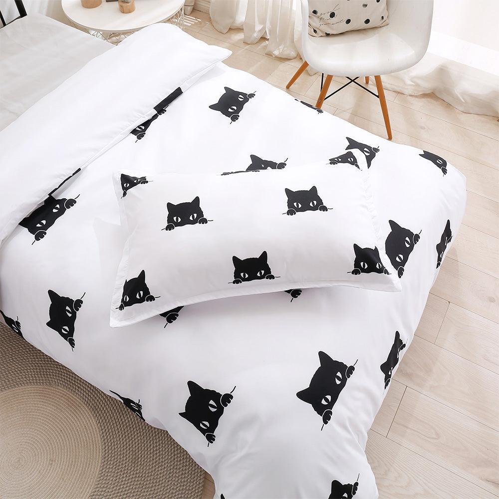 3D Cartoon Animal Cat Quilt Cover Set Bedding Set Duvet Cover Pillowcases 185- Jess Art Decoration